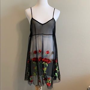 Sheer floral embroidered dress